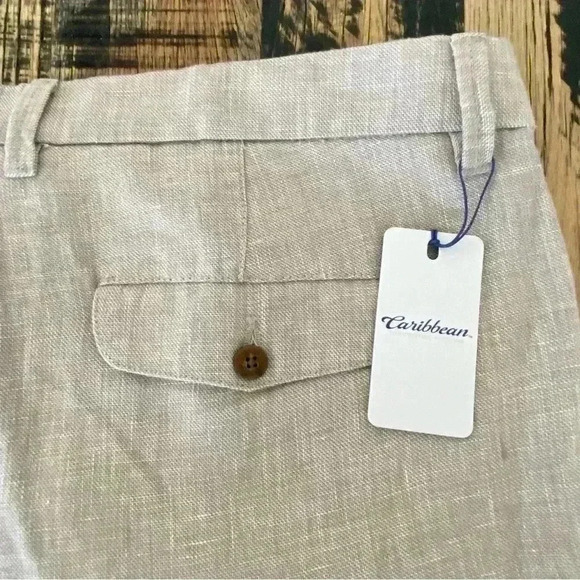 NEW CARIBBEAN Linen Blend Shorts Flax 42” X 9” - Picture 6 of 6